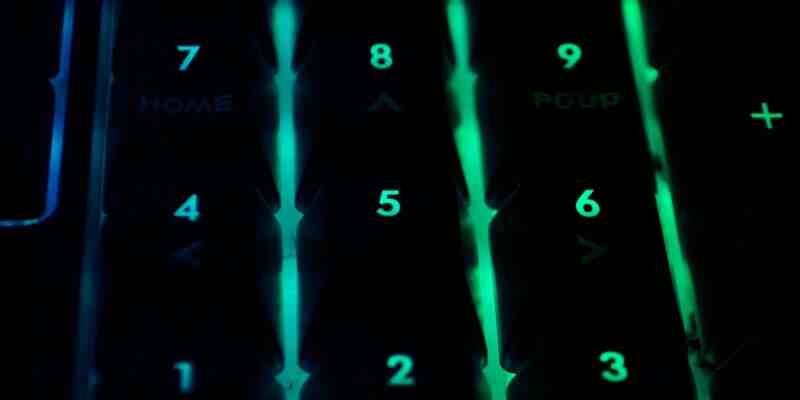 Numbers on a light-up keyboard