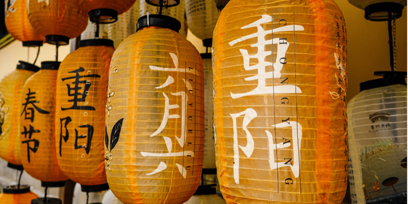 Chinese lantern with festival names