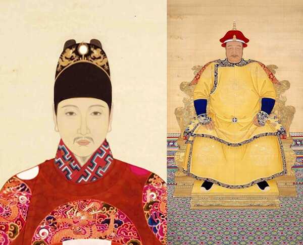 Portraits of the Chongzhen Emperor and Hong Taiji