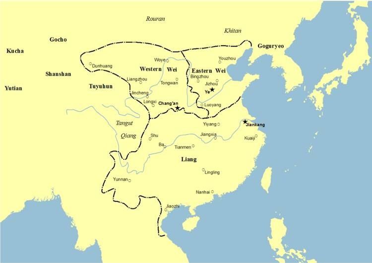 Eastern Wei, Western Wei, and Liang in 541 CE