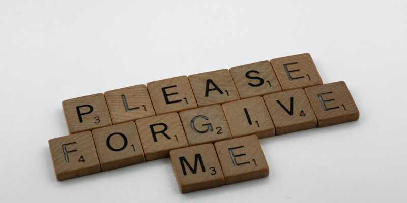 Please forgive me, written in children's blocks