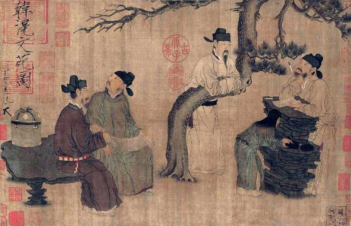 A Literary Garden by Zhou Wenju, Song Dynasty