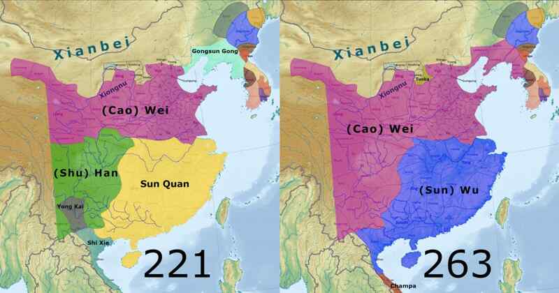 Maps of Shu Han's start and end