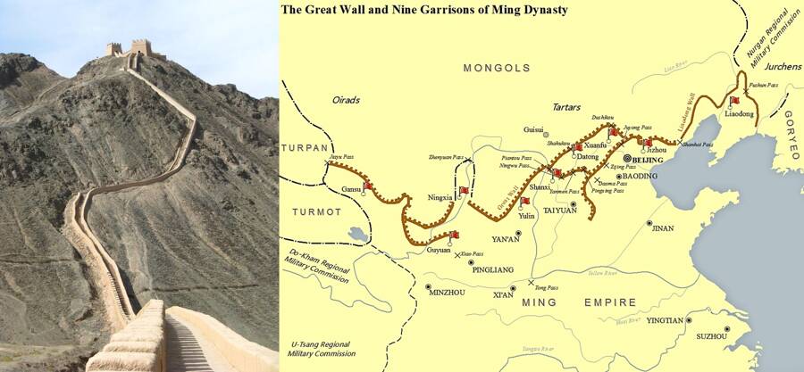 A section of The Great Wall of China and Ming Dynasty extend