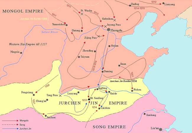 Conquest of Jurchen Jin by Mongols and Southern Song