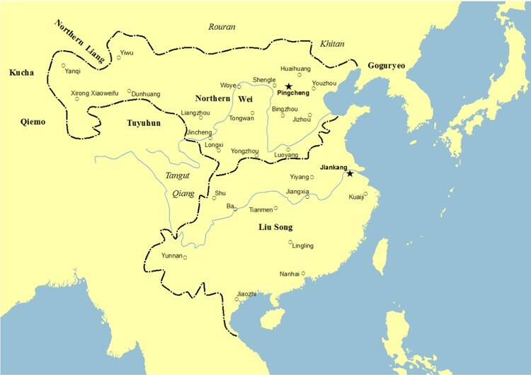 Northern Wei and Liu Song in 460 CE