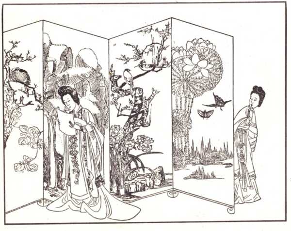 Scene from Romance of the Western Chamber inspired by Yingying's Biography