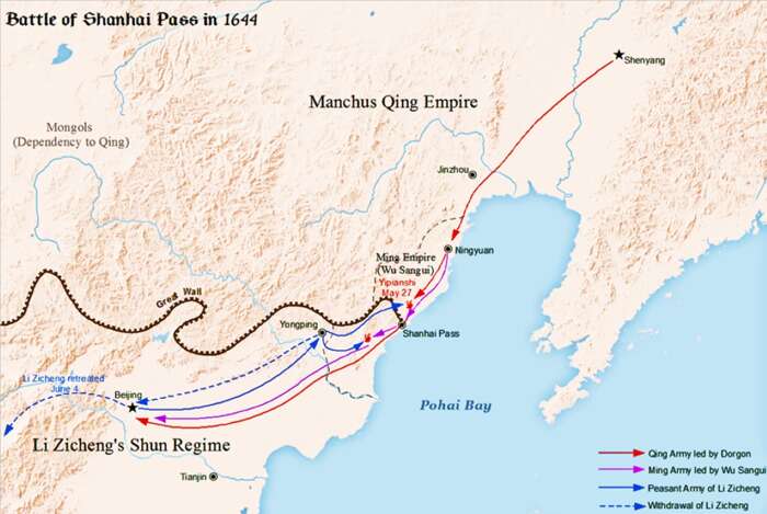 The battle at Shanhai Pass in 1644