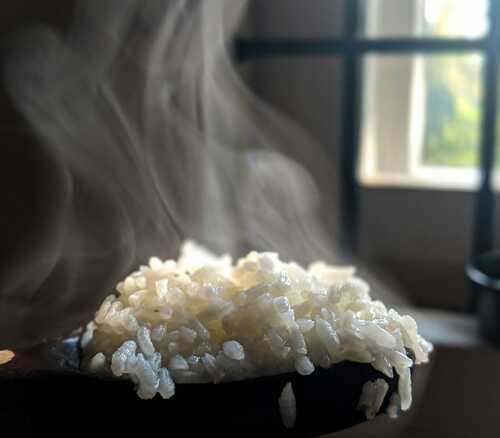 A bowl of steaming rice