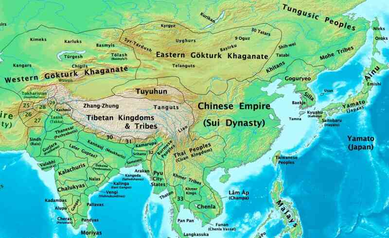 Main politics surrounding Sui Dynasty in 600 CE