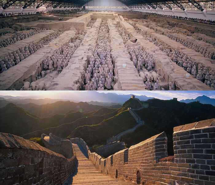 Terracotta army and the Great Wall of China