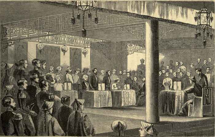 Signing the Treaty of Tianjin in 1858