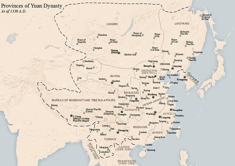 Map of Yuan Provinces in 1330