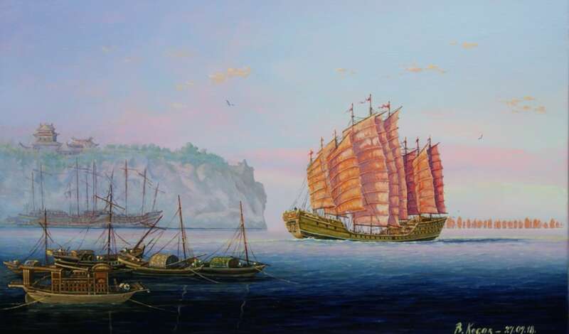 Illustration of Zheng He's fleet