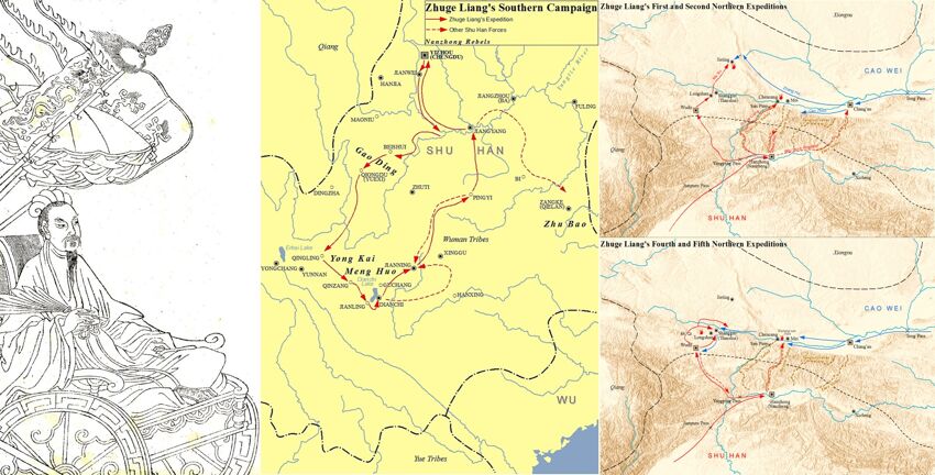 Zhuge Liang and his Southern Campaign and northern expeditions against Cao Wei